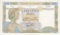 Francia 500 Francs Pax with wreath - 26-09-1940 Serial H.928