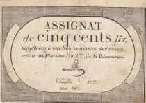 Francia 500 Livres - 20 Pluviose An II (8.2.1794) - F+ - Sign. Lehu