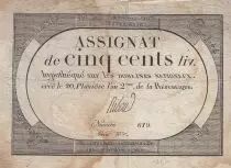 Francia 500 Livres - 20 Pluviose An II (8.2.1794) - F+ - Sign. Ribou