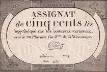 Francia 500 Livres - 20 Pluviose An II (8.2.1794) - VF - Sign. Busier