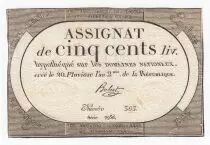 Francia 500 Livres 20 Pluviose An II (8.2.1794) - Sign. Hubert