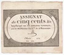 Francia 500 Livres 20 Pluviose An II (8.2.1794) - Sign. Lehu