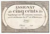 Francia 500 Livres 20 Pluviose An II (8.2.1794) - Sign. Maug&eacute;