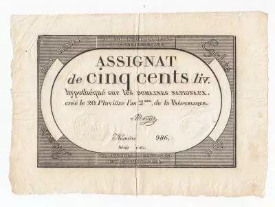 Francia 500 Livres 20 Pluviose An II (8.2.1794) - Sign. Mortier