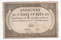Francia 500 Livres 20 Pluviose An II (8.2.1794) - Sign. Ribou