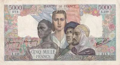 Francia 5000 Francs - France and colonies - 01-02-1945 - Serial E.259