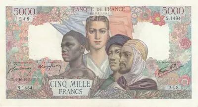 Francia 5000 Francs - French Empire - 04-10-1945 - Serial N.1484