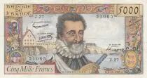 Francia 5000 Francs - Henri IV - 03-10-1957 - Serial J.27