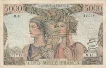 Francia 5000 Francs - Sea and Countryside - 01-02-1951 - Serial M.41 - F to VF - P.131b