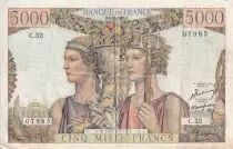 Francia 5000 Francs - Sea and Countryside - 03-11-1949 - Serial C.32 - P.131