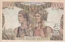 Francia 5000 Francs - Sea and Countryside - 07-02-1952 - Serial N.102 - VF - P.131c