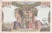 Francia 5000 Francs - Sea and Countryside - 07-03-1957 - Serial P.156- F to VF - P.131c