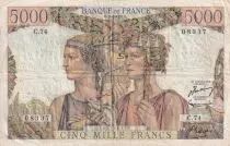 Francia 5000 Francs - Sea and Countryside - 16-08-1951 - Serial C.74 - F to VF - P.131c