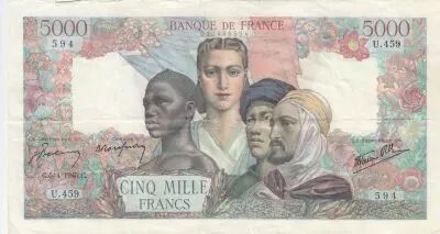 Francia 5000 Francs France and colonies - 05-04-1945 Serial U.459 - VF - P.103