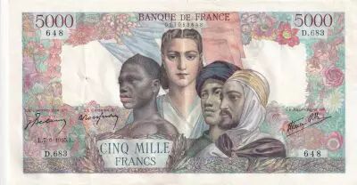 Francia 5000 Francs France and colonies - 07-06-1945 Serial D.683 - VF+