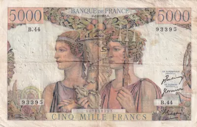 Francia 5000 Francs Sea and Countryside - 03-11-1949 - Serial B.44 - F.48.02