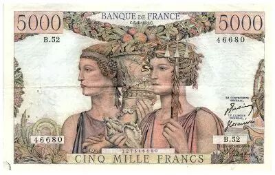 Francia 5000 Francs Sea and Countryside - 05-04-1951 - Serial B.52 - F.48.04