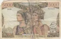 Francia 5000 Francs Sea and Countryside - 07-02-1952 - Serial R.89