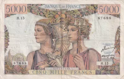 Francia 5000 Francs Sea and Countryside - 10-03-1949 - Serial H.15 - F.48.01