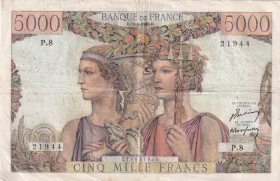 Francia 5000 Francs Sea and Countryside - 10-03-1949 - Serial H.3 - F.48.01