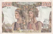 Francia 5000 Francs Sea and Countryside - 16-08-1951 - Serial B.76  - F.48.04