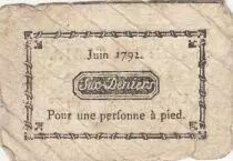 Francia 6 Deniers - Rh&ocirc;ne - Pont-Saint-Clair - Passage d\'une personne &agrave; pied - 1792 - Kol.69.43