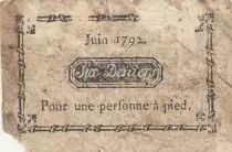 Francia 6 Deniers - Rh&ocirc;ne - Pont-Saint-Clair - Passage d\'une personne &agrave; pied - 1792 - Kol.69.43