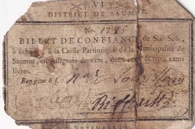 Francia 6 Sols - Maine et loire - District de Saumur - 26-11-1791