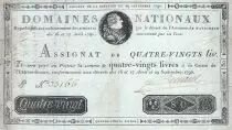 Francia 80 Livres -  29 September - 1790 - Sign. Pinard - A. N&deg; 37419