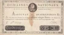 Francia 80 Livres Bust of Louis XVI - 29-09-1790 - Serial J - VF