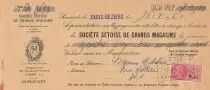 Francia 83.90 francs - Bank cheque receipt - Soci&eacute;t&eacute; S&eacute;toise de grands magasins - 16-07-1916