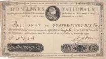 Francia 90 Livres Bust of Louis XVI - 29-09-1790 - Serial F - Sign. Lefebvre - VG to F