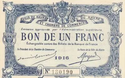 Francia Bon de 1 franc - Le Havre Chamber of Commerce- 1916 - Number 130190