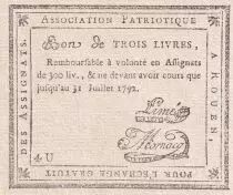 Francia Bon de trois livres - Seine Maritime - Association Patriotique - 1792