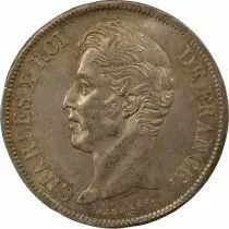Francia Charles X - 5 Francs Argent, Tranche en Creux - 1829 H La Rochelle