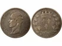 Francia Charles X - 5 Francs Argent, tranche en Creux - 1829 Q Perpignan