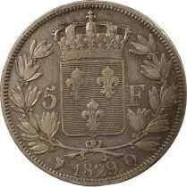Francia Charles X - 5 Francs Argent, tranche en Creux - 1829 Q Perpignan