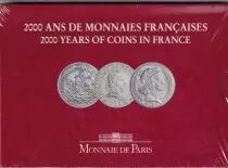 Francia Coffret monnaie de Paris 3 Monnaies fran&ccedil;aises de 5 francs - 2000 years of coins in France - 2000