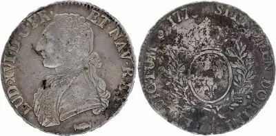 Francia Ecu Louis XVI Olive branch - 1776 K Bordeaux - Silver - KM.564