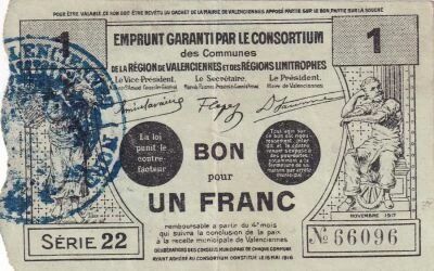 Francia Emergency Certificate, 1 Franc - November 1917 - Valenciennes - Series 22