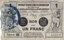 Francia Emergency Certificate, 1 Franc ? May 1916 ? Valenciennes ? Series 18