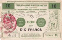 Francia Emergency Certificate, 10 Francs ? May 1916 ? Valenciennes ? Series 13