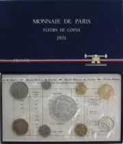 Francia FDC.1974 Monnaie de Paris Uncirculated set 1974 FDC.1974 1c double edge