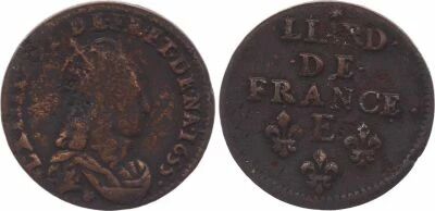 Francia Liard of France with juvenile bust - Louis XIV - 1655 E Meung sur Loire