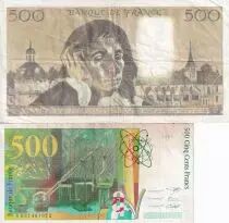 Francia Lot 500 Francs - Pierre and Marie Curie & Pascal - VF