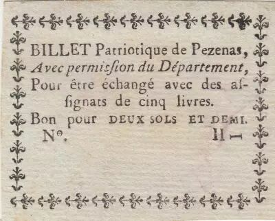 Francia P�zenas Billet Patriotique - 1792 - Without signature