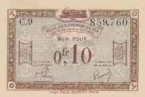 Francia R.2 0.10 Franc, Franco-Belgian Railways - 1923