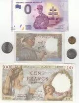 Francia Set France WWII - 3 Notes - 3 Coins