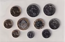 Francia Set of 10 coins 2001 in Francs BU
