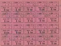 Francia Sheet of 1 franc x 20 ex - Prisonniers de guerre - 14&egrave;me r&eacute;gion - Lyon - WWI